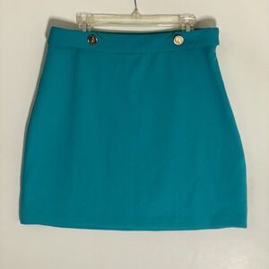 MICHAEL Michael Kors Short Skirt Womens Small Blue Knit Pencil Zip Stretch Cute
